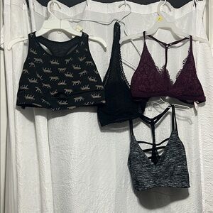 Victoria's Secret set of 4  Black, Purple , Gray Bra Collection